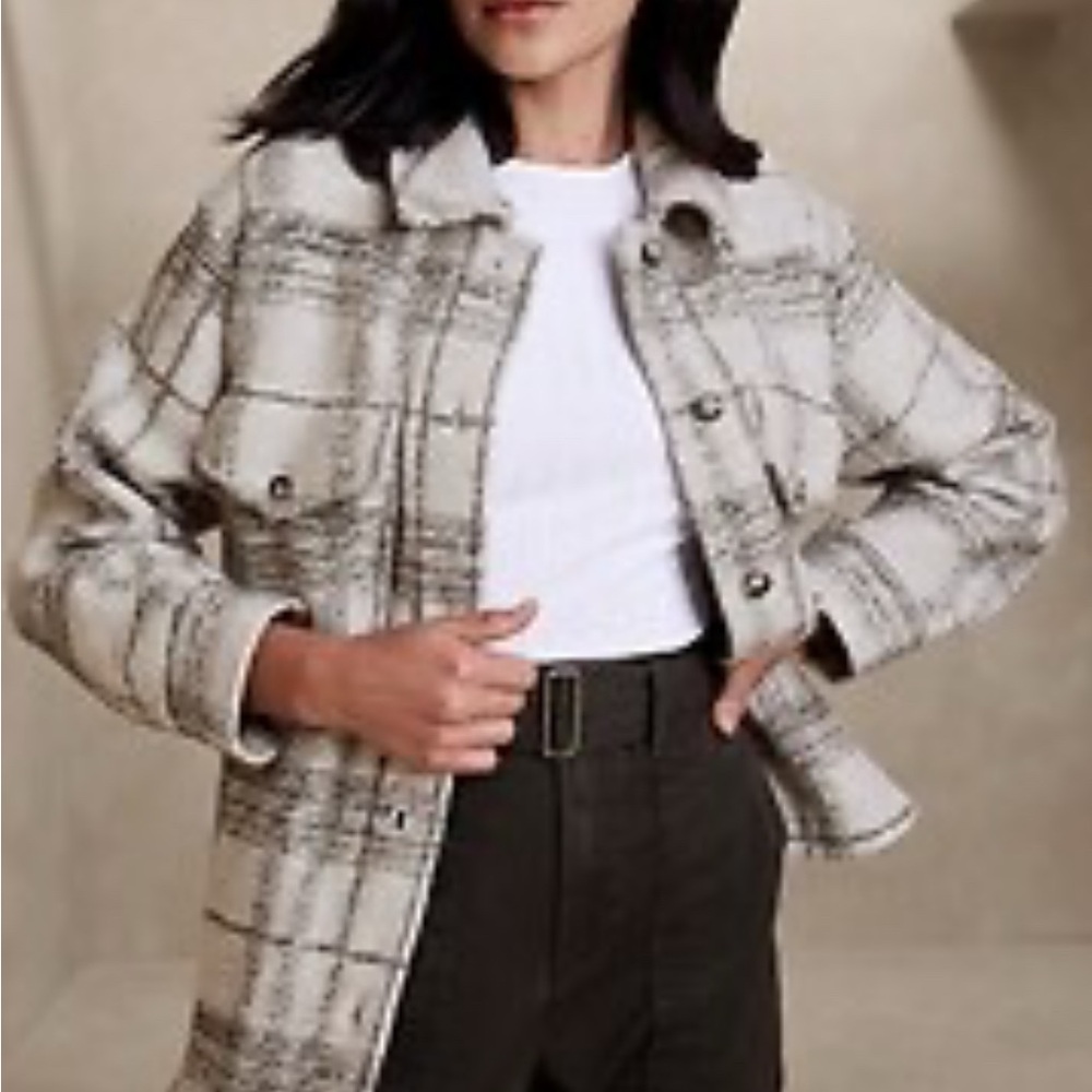 Banana Republic XXS Plaid Jacket - Black and White